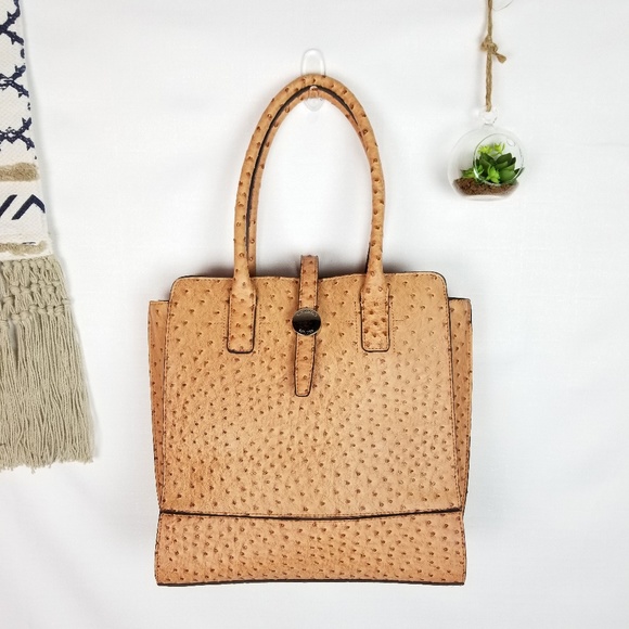 London Fog Handbags - London Fog | Tan Faux Ostrich Leather Purse